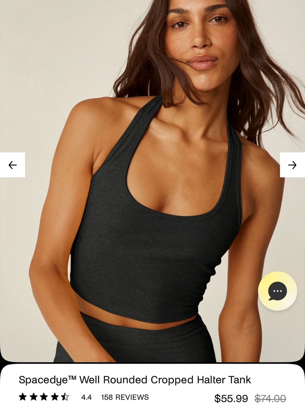Beyond Yoga spacedye well rounded cropped halter